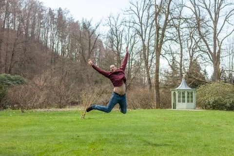 Young man jumping Stock Photos