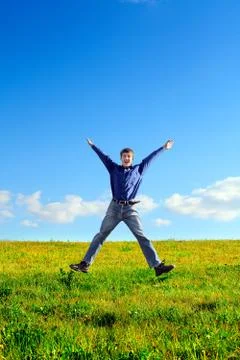 Young Man Jumping Stock Photos