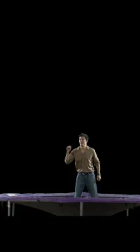 Young Man Jumps on Trampoline Stock Footage 79814