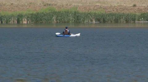 Young man in kayak Stock Footage 1039339