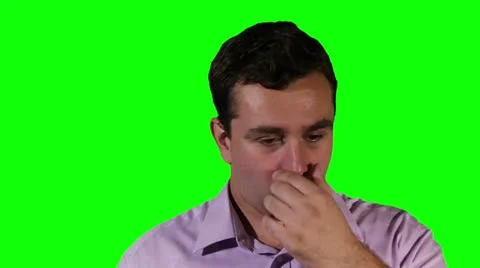 Young Man Keeps Sneezing GreenScreen Stock Footage