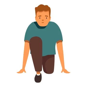 Young man kneeling and preparing for the start of a race Stock Illustration