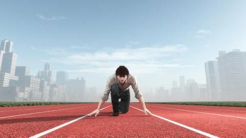 Young man kneeling Stock Illustration