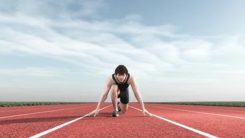 Young man kneeling Illustrazione stock