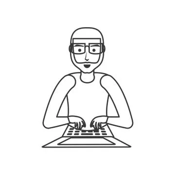 Young man with laptop computer Stock-Illustration