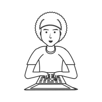 Young man with laptop computer Stock-Illustration