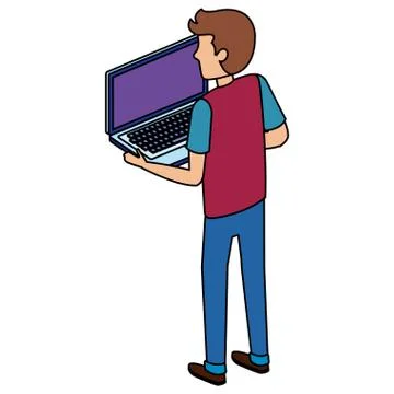Young man with laptop computer Stock-Illustration