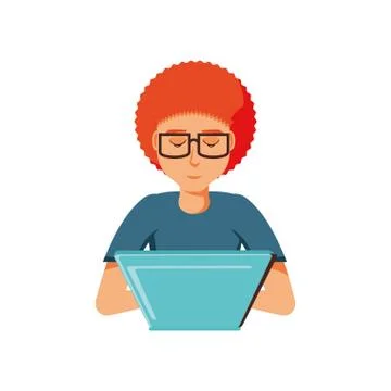 Young man with laptop computer Stock-Illustration