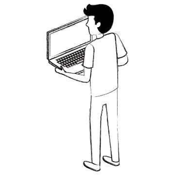 Young man with laptop computer Stock-Illustration