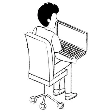 Young man with laptop computer 스톡 일러스트