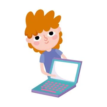 Young man with laptop computer social media Stock-Illustration