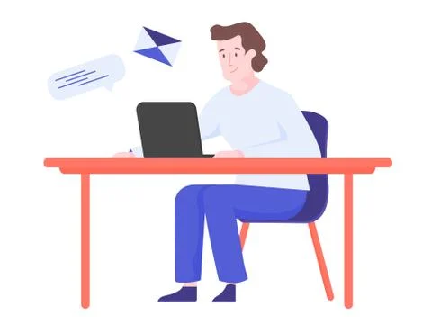 Young man with a laptop. Stockillustratie