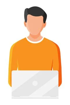 Young man with laptop Stock Illustration