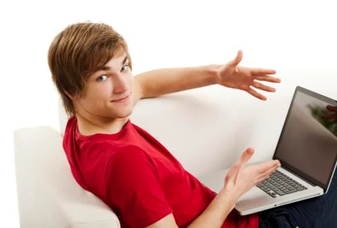 Young man with a laptop Stock Photos