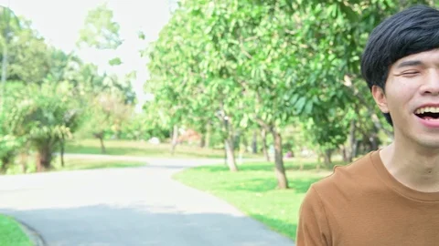 Young man laugh at camera. Stock Footage 92288723