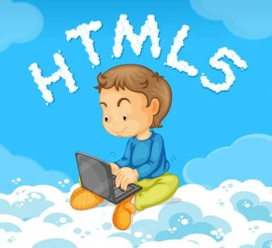A young man leaning html code Stock-Illustration