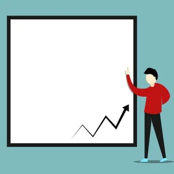 Young man lecturer assistant student present presentation of diagram. Man Stock Illustration