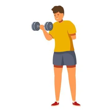 Young man lifting dumbbell, exercising with weights for fitness and health Ilustración de archivo