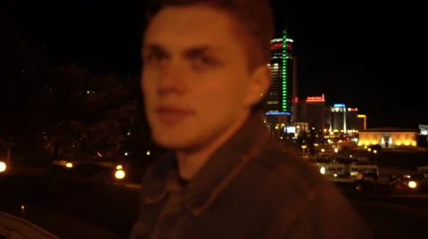 Young, man looking at cam than texting Stock-Footage 68531920