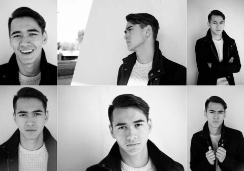 Young man looking into the camera ,open look. . Model posing Stock Photos