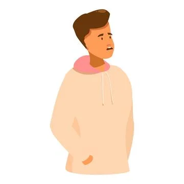 Young man looking up with concerned expression on his face Illustrazione stock