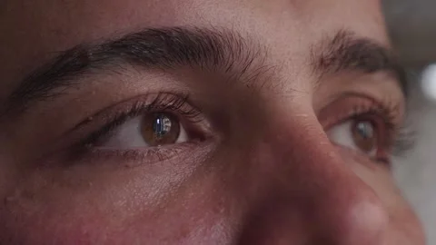 Young Man Looking Up, Eyes Full of Emotion Stock-Footage 295142104