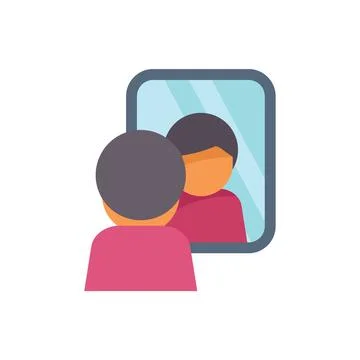 Young man looking at his reflection in the mirror 스톡 일러스트