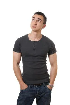 Young man looking up Stock Photos
