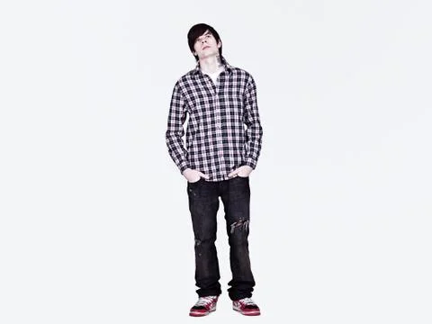 Young man looking up Stock Photos