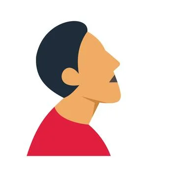 Young man looking up, side view portrait Stock Illustration