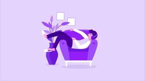 Young Man Is Lying On The Couch And Listening To Music Stock Footage 232229707