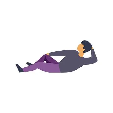 Young man lying down on back and dreaming about something pleasant Illustrazione stock