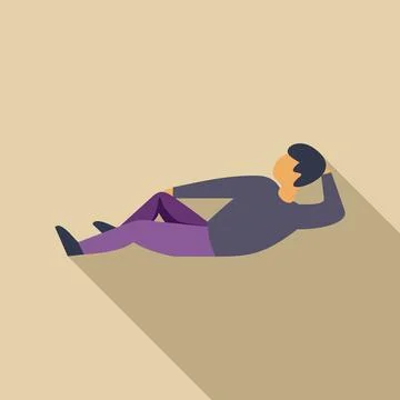 Young man lying down relaxing thinking long shadow icon Illustrazione stock