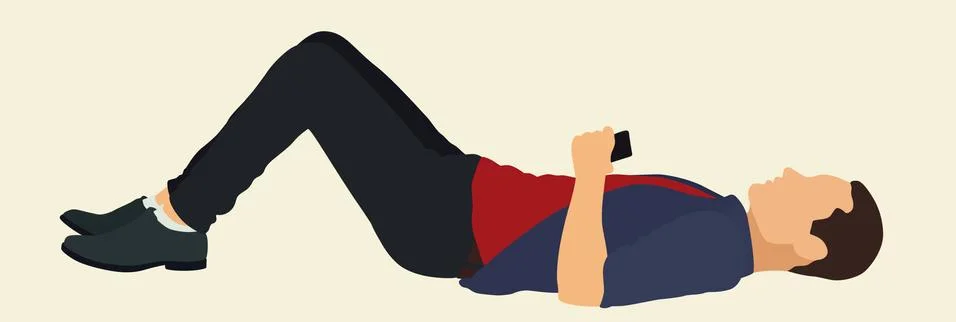 Young Man Lying on Flat Surface with Knees Bent Stock Illustration