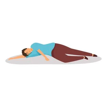Young man lying on the floor feeling dizzy and sick Stock Illustration