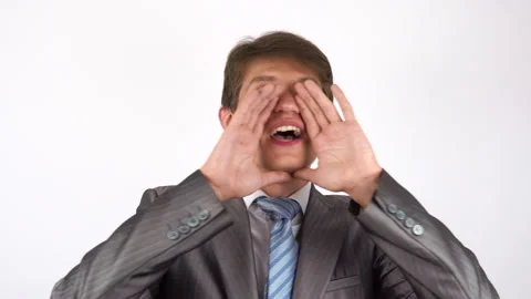 A young man makes a loud statement, gesture Stock-Footage 92787760