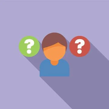 Young man making a decision with question marks, choosing the right path Stock Illustration