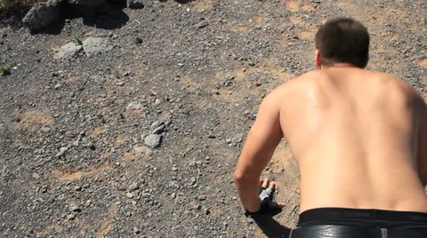 Young man making push-ups outdoors. Sunny day, dolly shot. 스톡 동영상 35512743