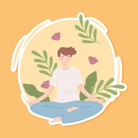 Young man making yoga Stock Illustration