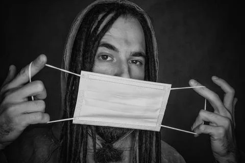 Young man with mask Stock Photos