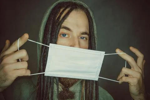 Young man with mask Stock Photos