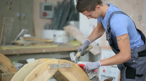 Young man in masonry professional school Stock Footage 51552471