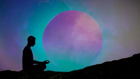 Young man meditating in solitude Stock Footage 346002937