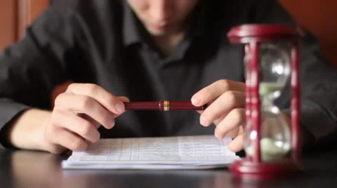 Young man meets a contract. Shot with slider shot. Stock Footage 3164900