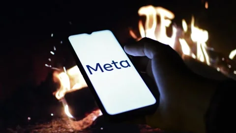 Young man with meta by facebook logo on his phone. cyberspace network Stock Footage 175211828