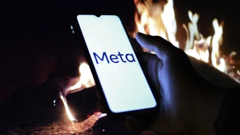 Young man with meta by facebook logo on his phone. cyberspace network Stock Footage 175211829