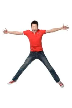 Young man in mid-air Stock Photos