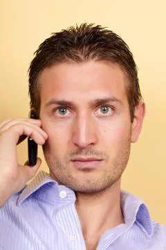 Young man with mobile Stock Photos