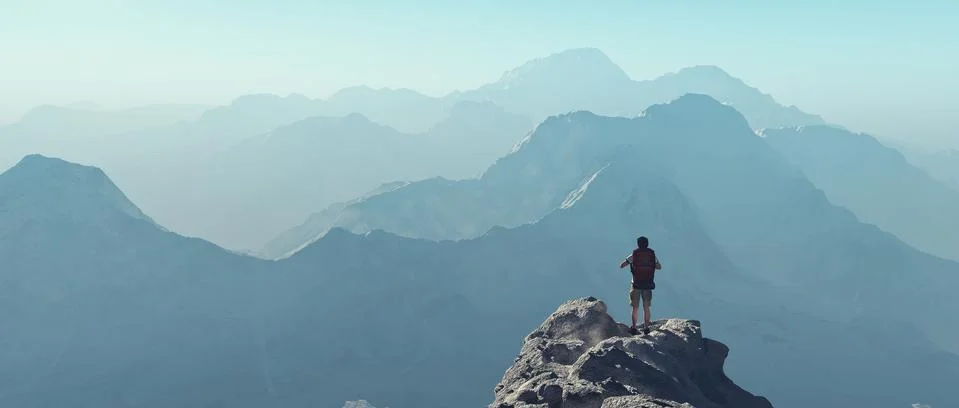 Young man up the mountain Stock-Illustration