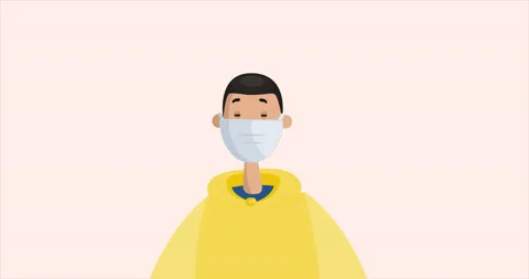 Young Man With Mustache Wearing Protective Mask. Covid-19 self-isolation. Stock Footage 172007103